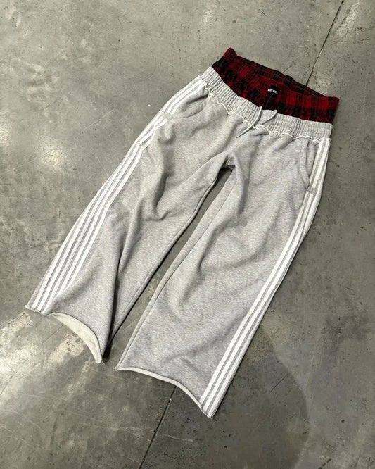 Baggy sweatpants double layer grey