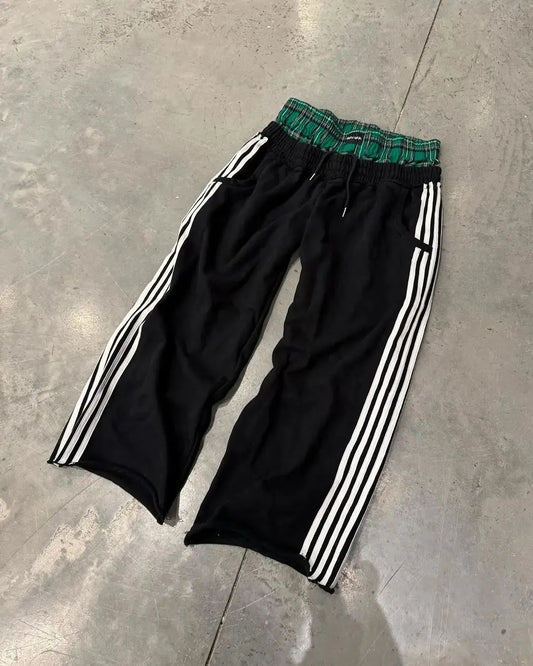 Baggy sweatpants double layer black